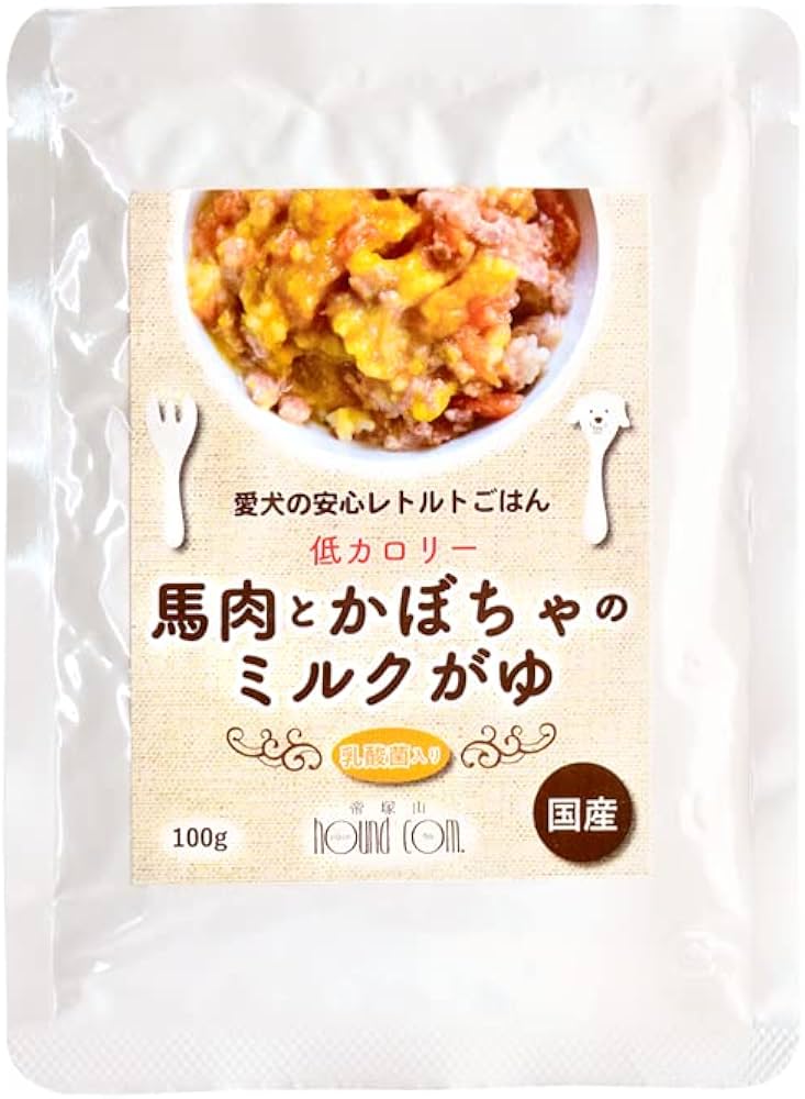 [帝塚山ハウンドカム] 犬用 無添加レトルト 愛犬の安心レトルトごはん 水分補給 ドッグフード ウェット (馬肉とかぼちゃのミルクがゆ, 30袋)